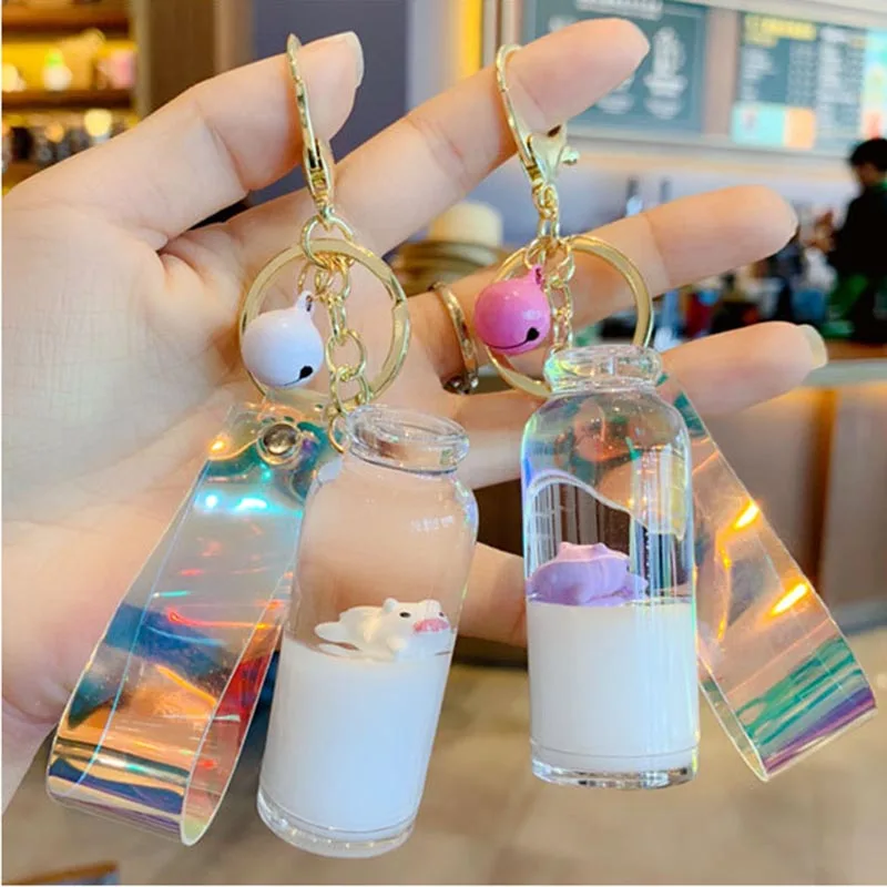 Горячий движущийся брелок с жидкостью плавающая утиная цепочка ключей милые