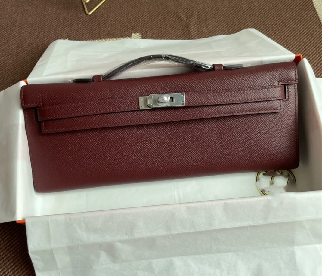 

Handmade Brand Purse,Burgundy Handbag,31cm Luxury Keily Cut bag,Burgundy Color,Epsom Leather, Fast delivery