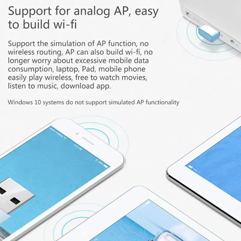

150M Wireless Adapter USB 2.0 WiFi Wireless Networking Card for Windows Systems X6HA