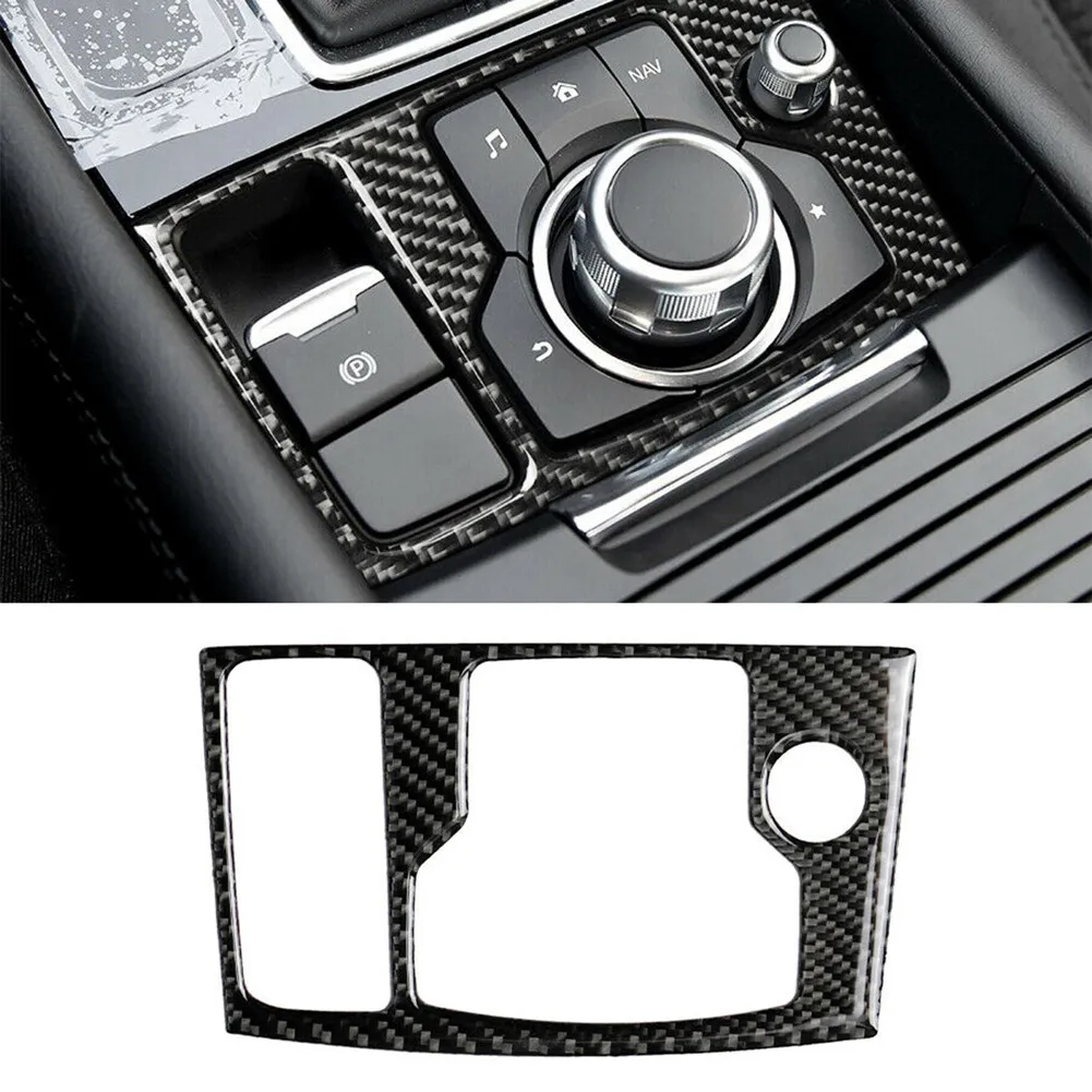 

Stickers Cover Multimedia Button Trim Accessories Car Carbon Fiber Decorative For Mazda 3 Axela Interior Durable