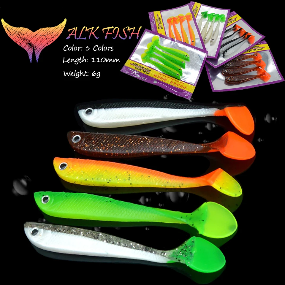 

WALK FISH 4PCS/Lot 110mm/6g Soft Fishing Lure Silicone Bait Swimbait Atificial Fishing Baits Fishing Tackles Wobblers Soft Baits