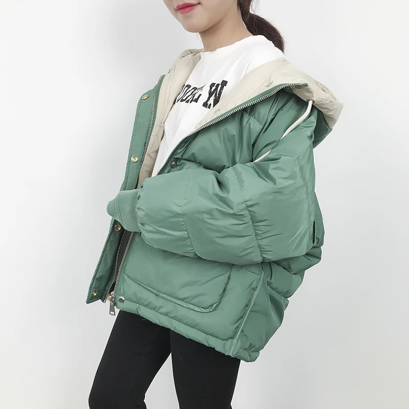 Новая женская зимняя куртка ZQLZ большого размера с капюшоном свободное плотное