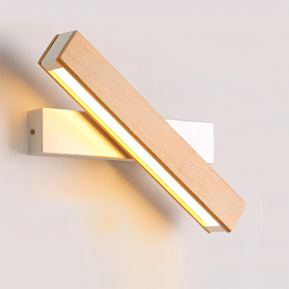 

Wooden LED Wall Lamp 360 Adjustable Lighting Wood Wall Lamp Bedroom Decoration Bathroom Cabinets Light Wall Lamps