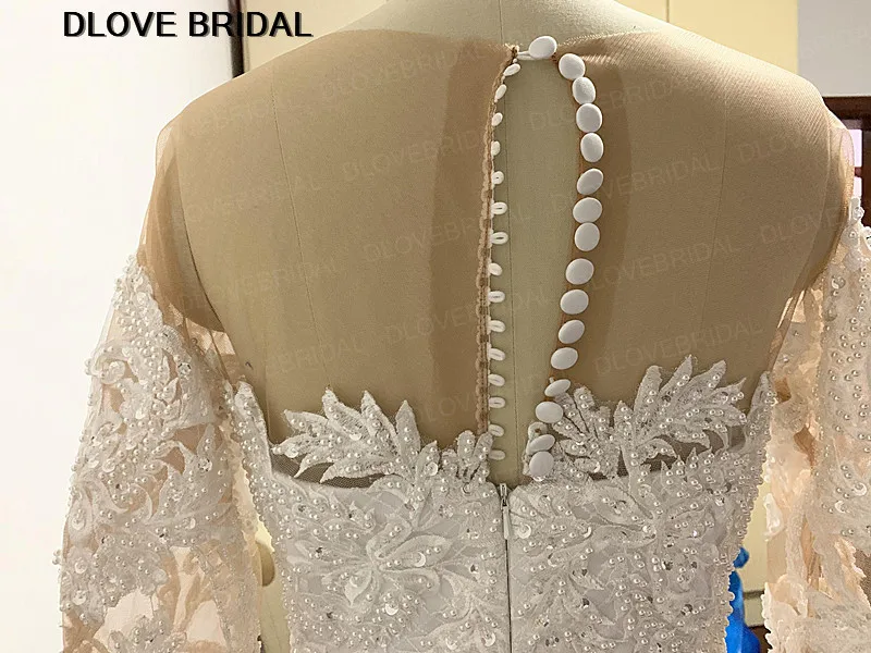 High Quality Mermaid Wedding Dress with Sleeves Delicate Pearl Beaded Bridal Gown Real Photos | Свадьбы и торжества