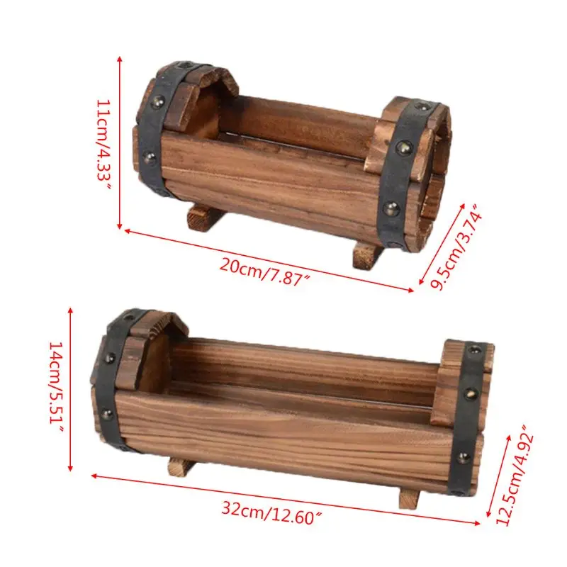 

Carbonized Wooden Flower Pot Succulent Plant Potted Planter Container Outdoor Home Garden Decoration