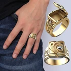 Модное мужское кольцо с откидной крышкой в стиле хип-хоп и панк, Уникальные ретро кольца на палец, регулируемое кольцо из сплава с коробкой, открывающиеся ювелирные изделия, аксессуары