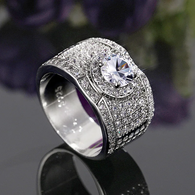 

Men's Luxury Luxury Rings Men's and Women's Copper Inlaid Zircon Wedding Prom Engagement Cocktail Prom Jewelry Wholesale