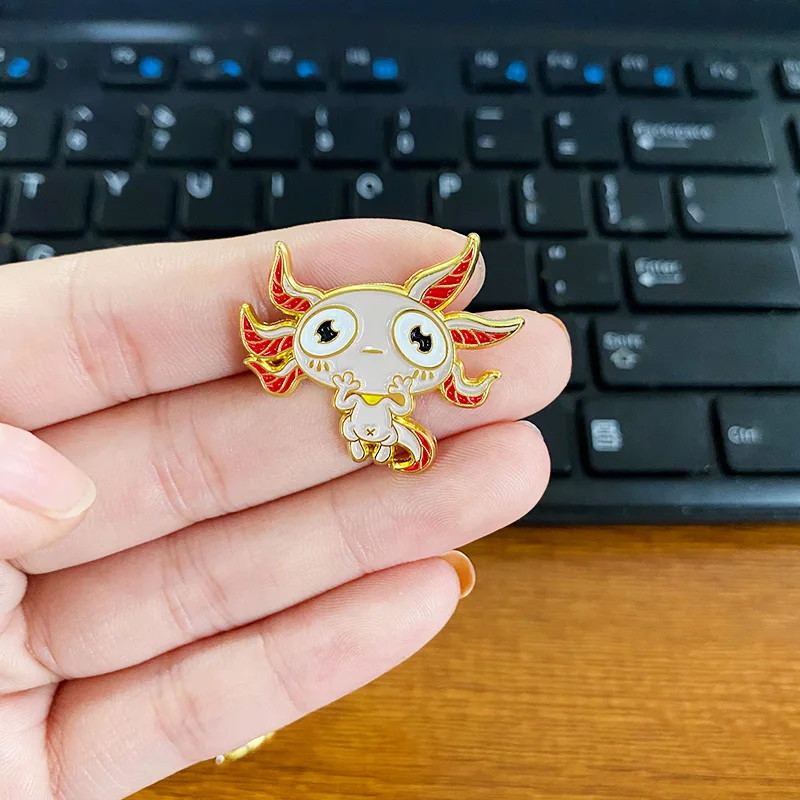 Милые амфибии Axolotl эмалевые булавки мультфильм аниме Саламандра Броши Модные