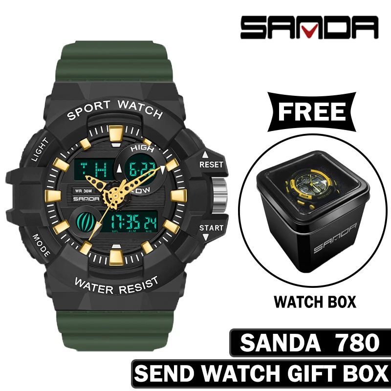 

SANDA Sport Digital Watch Men Military Waterproof Electronic 2Time Led Display Wristwatch Countdown Alarm Colck Reloj hombre