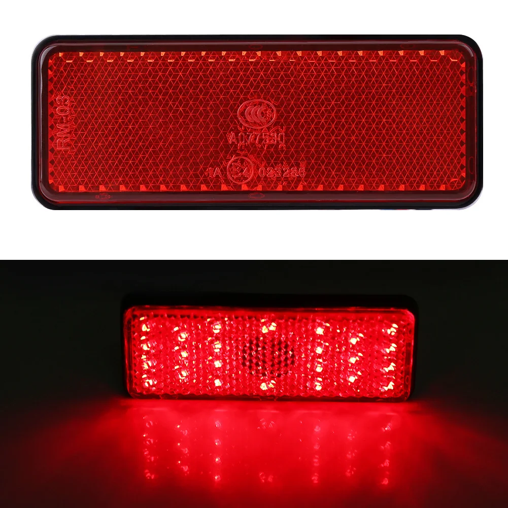 

Universal Motorcycle Scooter Moped Rectangle LED Reflector Tail Brake Light Stop Lamp Red