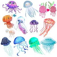 fashion heat transfer sticker dream jellyfish ocean animal stickers for diy t shirt hoodies clothes applique decor