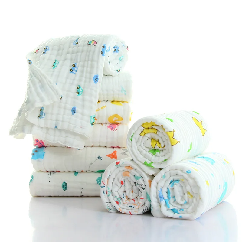 

Pure Cotton Infants And Young Children Bubble Cotton Baby Blanket Six-layer Gauze Printed Bath Towel Cotton Is Soft Baby Blanket