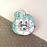 anime spirited away white dragon rice ball hard enamel pins ghibli kawaii lapel pin badge brooch animation collection gift