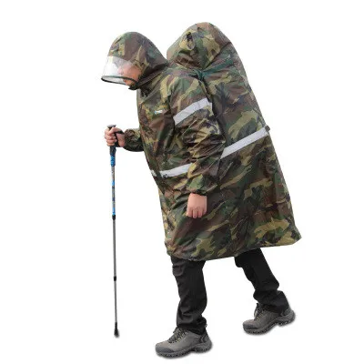 

Outdoor mountaineering climbing Hiking camp fishing Backpack rain coat cap conjoined raincoat poncho for men and women