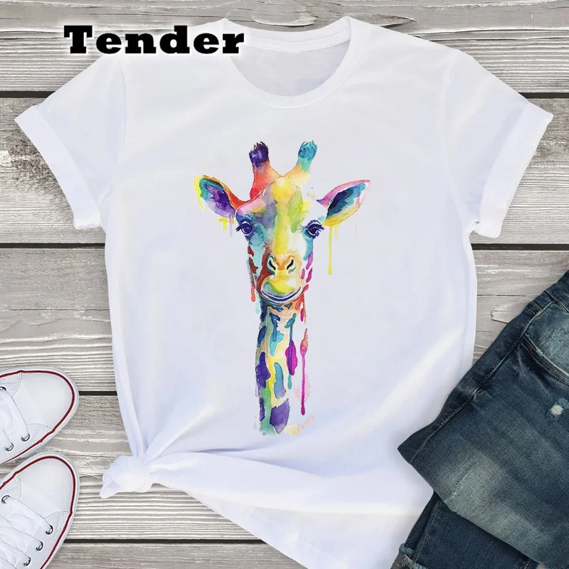 

Women Sweet Short Sleeve Cartoon Animal Letter Cute 90s Fashion Summer Shirt Tees Clothing Tops Lovely T Shirt Womens T-Shirt