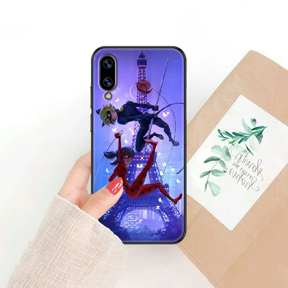 

Tales Cat Catoon Ladybugs Phone case For Huawei Honor 6 7 8 9 10 10i 20 A C X Lite Pro Play black painting shell art Etui trend