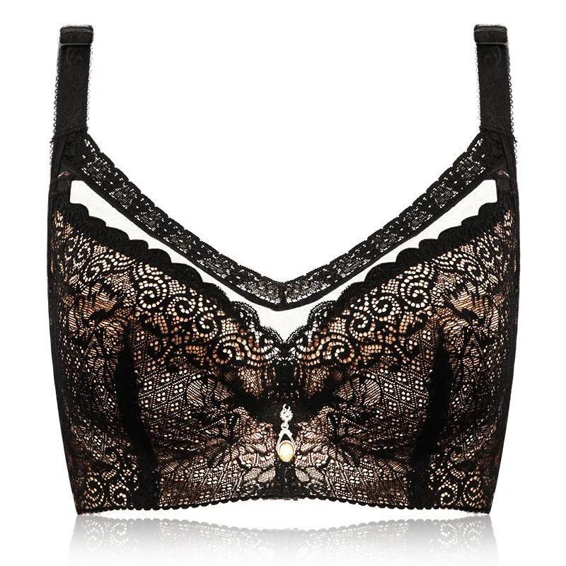 Plus Size Women Full Coverage Underwire Soft Wire Lace Embroidery Surpportive Minimizer Bra 34 36 38 40 42 44 46 C D E F G H I J