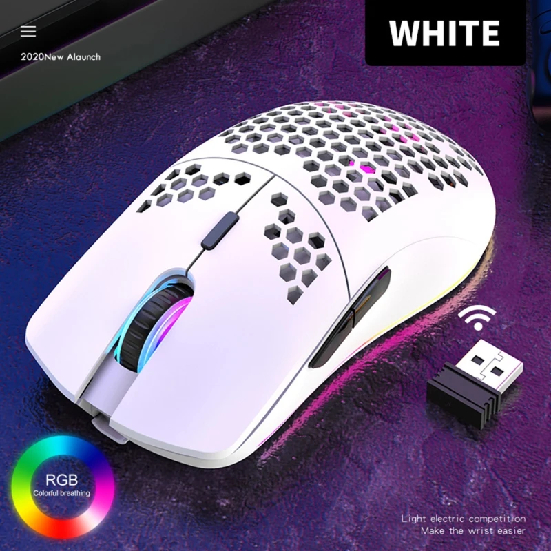 

XYH80 Hollow-out Honeycomb 2.4G Wireless Gaming Mouse 4 Gear 3200 DPI RGB Light R66F