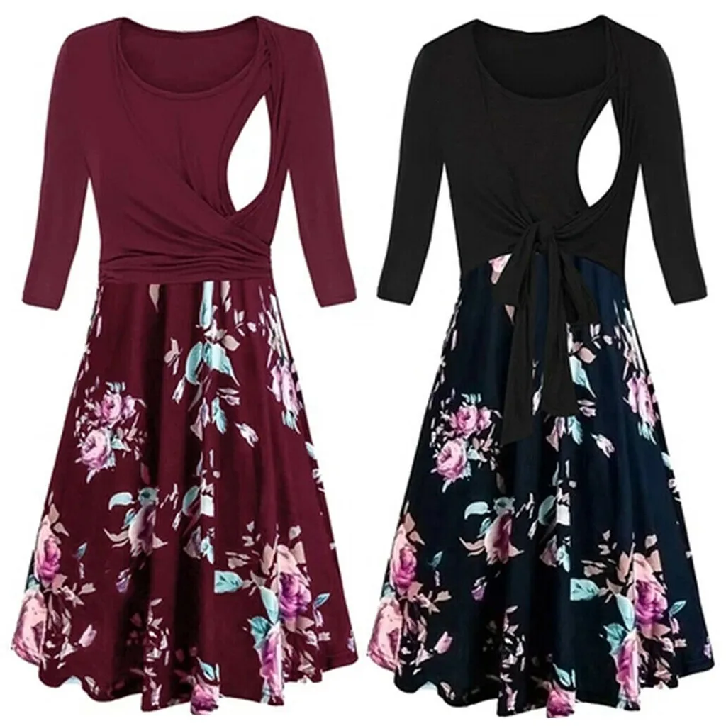 Платья для кормящих грудью беременных платье зима осень с длинным рукавом