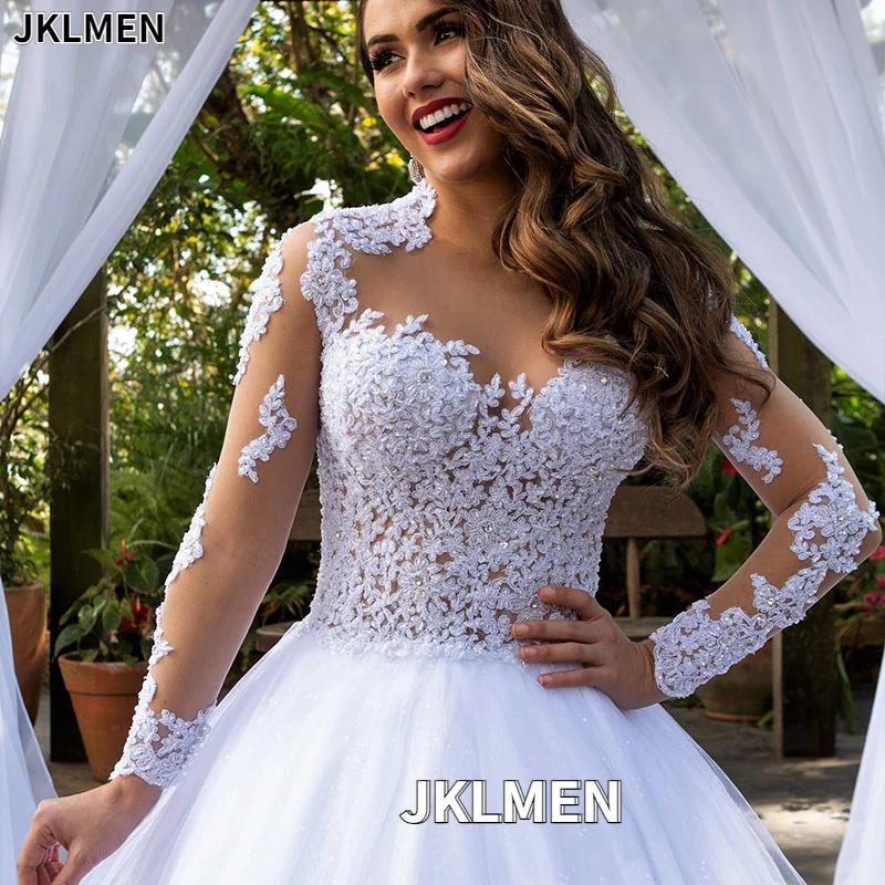 Аппликацией Vestidos новые удивительные Поезд свадебное платье 2021 Потрясающие
