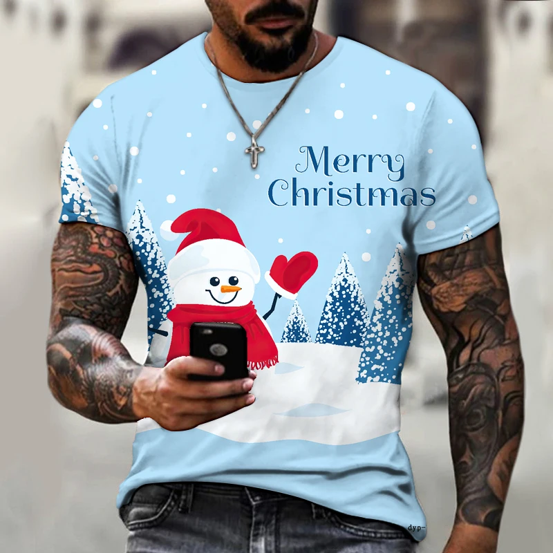 

Новейшая Рождественская одежда, мужская футболка 3D, модная трендовая футболка оверсайз, Оригинальная Повседневная индивидуальная футболк...