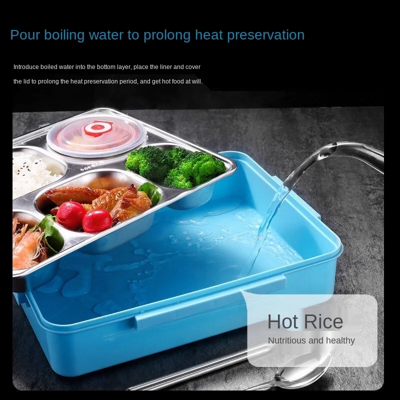 

Frame boxes students snack box lunch box double insulation heat preservation to increase capacity anti hot lunch boxes