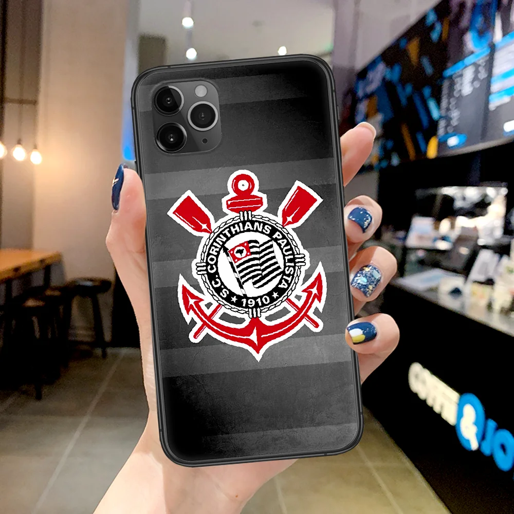 

Corinthians Soccer Paulista Phone Case For Iphone 4 4s 5 5S SE 5C 6 6S 7 8 Plus X XS XR 11 12 Mini Pro Max 2020 black Shell