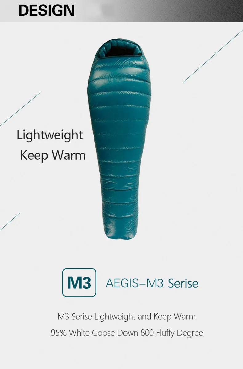 AEGISMAX M3 компактный спальный мешок 23℉~ 32℉сверхлегкий 800FP гусиный пух типа «кокон» Сращивание походов Открытый теплый водонепроницаемый