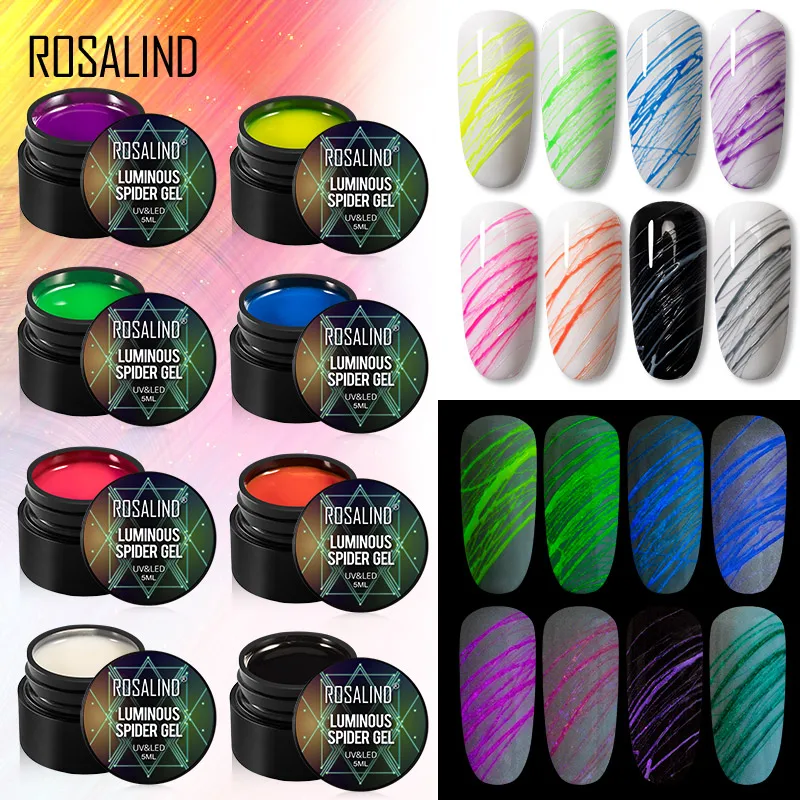

ROSALIND Luminous Spider Gel Nail Art Design 5ML Hybrid Varnishes Spider Nail Polish Semi Permanent All For Manicure Art Paint