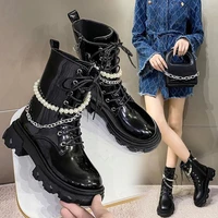 europe 2021 new high top women boots ankle fashion square heel platform boots for women designer brand luxury women shoes