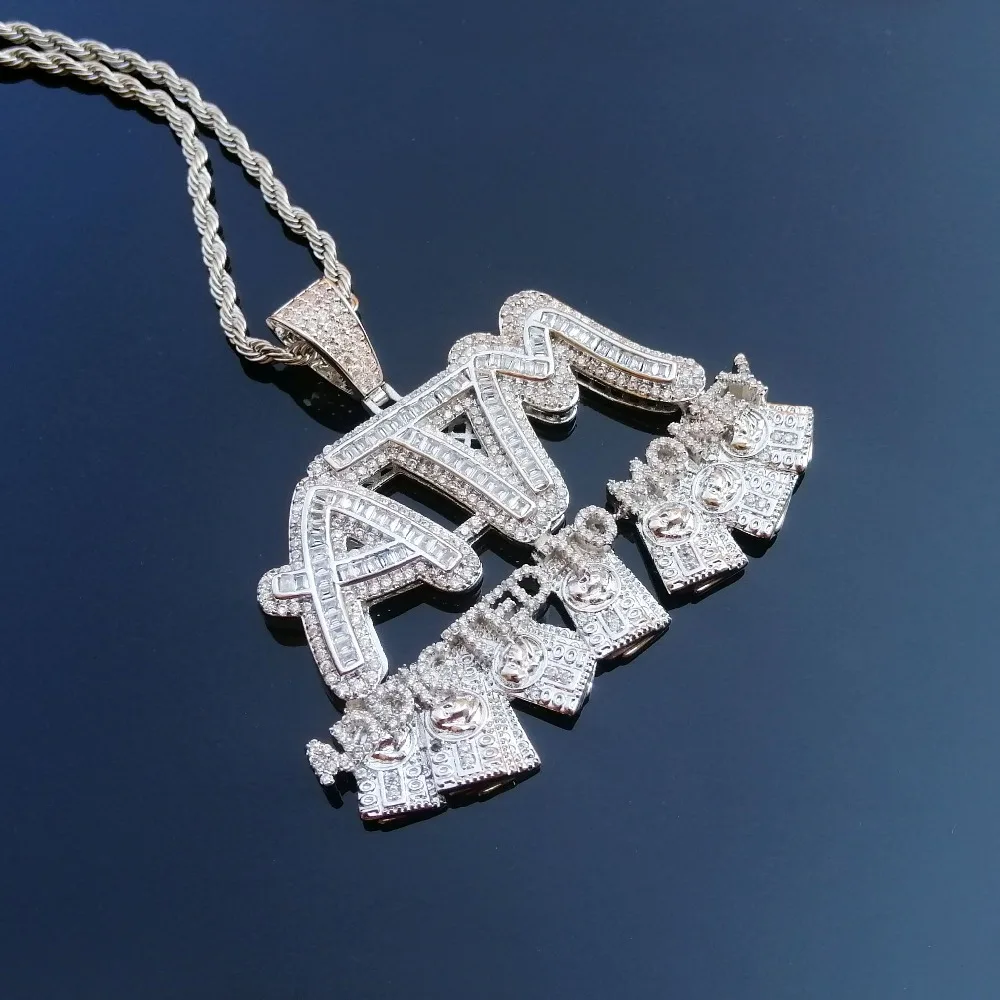 Iced Out буквы ATM увлекается денежный кулон ожерелья 2 цвета AAA Циркон мужские хип хоп Ювелирные изделия Подарки