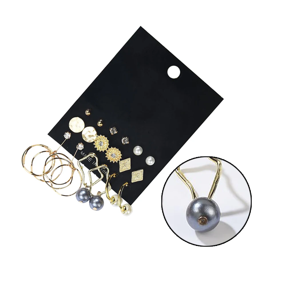 Сережки в виде жемчужных алмазов комбинация золотистого элегантного 9