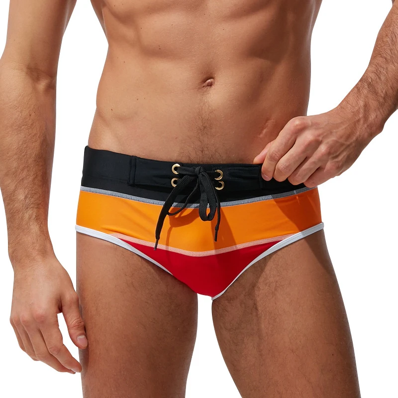 

2021 sexy tight low waist men swimwear summer men swimming beach shorts gay swim briefs swimsuit men sports surf bathing suits