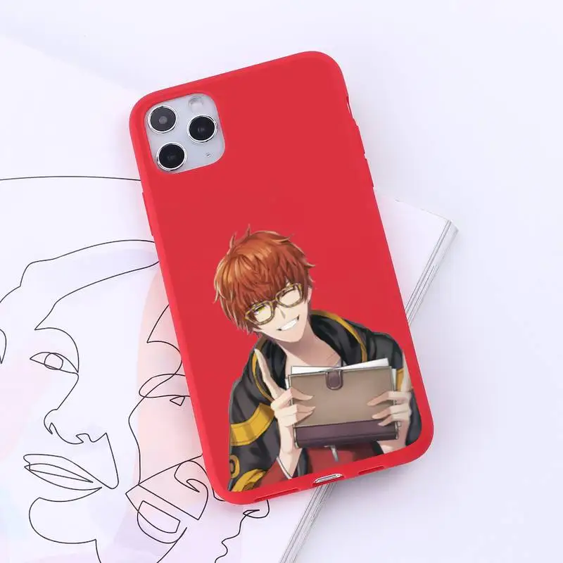 

707 Mystic Messenger Phone Case Red Candy Color for iPhone 6 7 8 11 12 s mini pro X XS XR MAX Plus