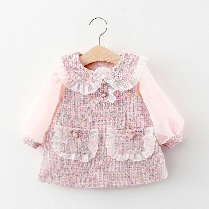 

Humor Bear Baby Girls Dress 2021 Korean-Style Patchwork long Sleeve Dress Baby Princess Dress Infant Toddler Clothes for