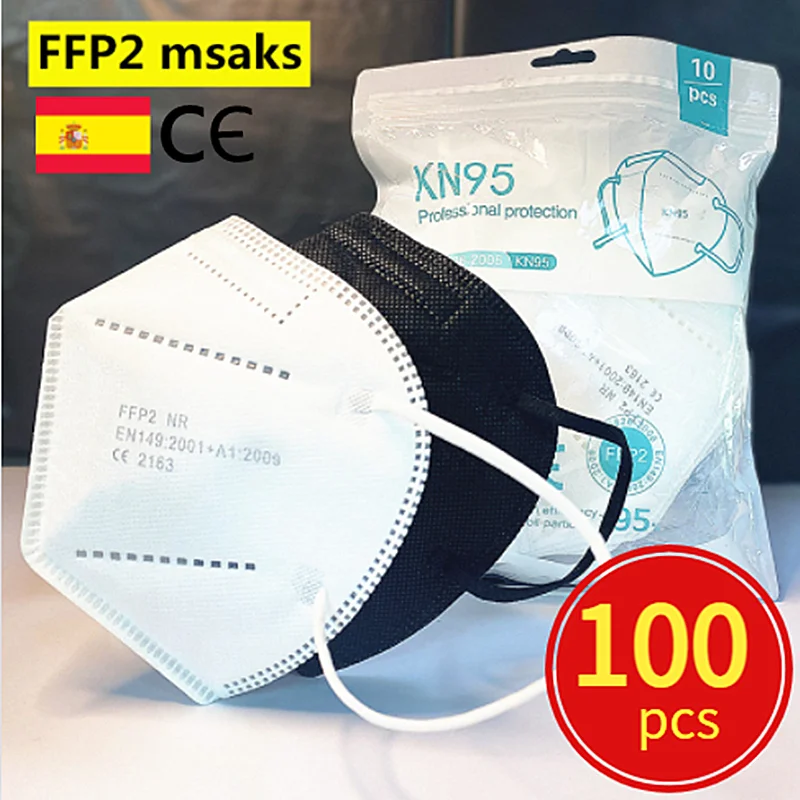 Ffp2 маски KN95 взрослых черного цвета на каблуках высотой 5 слоев ткани маска Mascarillas