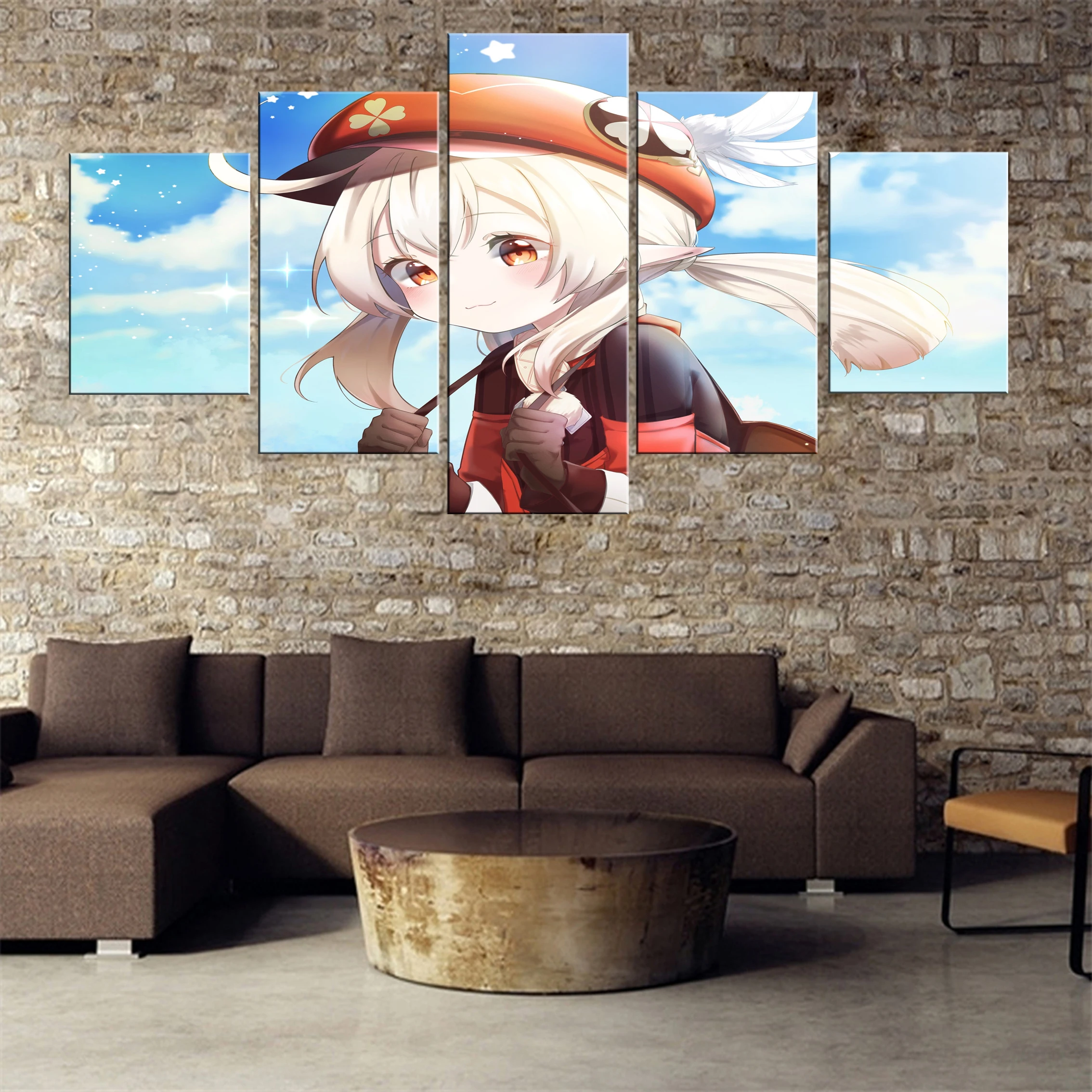 

Genshin Impact Game 5 Pieces Canvas Paintings Modern Oil Decor Wall Home Room Printed Framework Art Modular