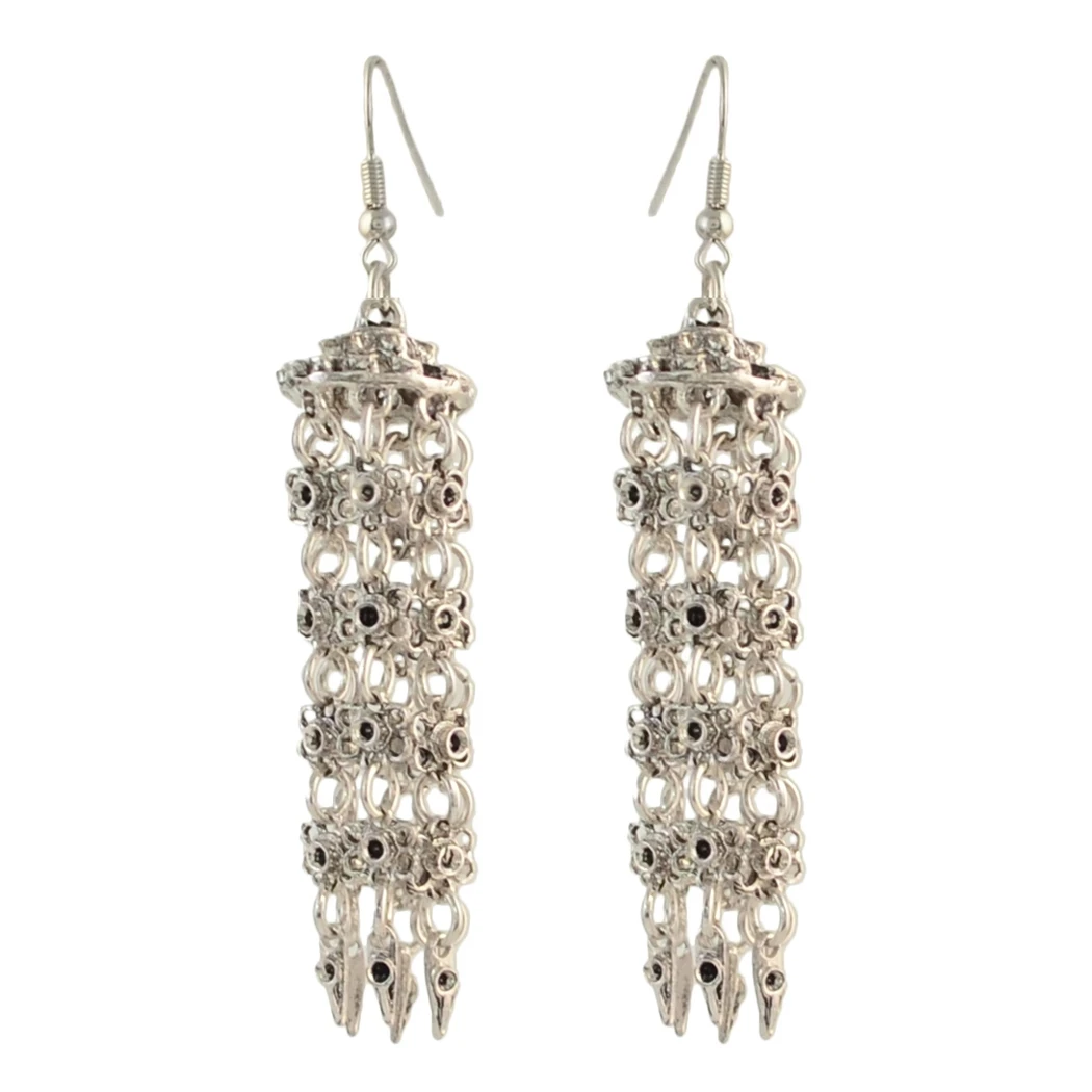 

Tibetan Retro Statement Metal Tassel Long Drop Earrings For Women Classic Pakistani Indian Ethnic Bridal Jewelry Accessories