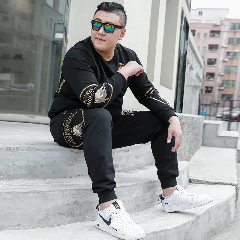 

Plus size 7XL 6XL 5XL 2021 Mens Man Set Pant Suits Solid Long Sleeved Male Clothing Hoodie+Pants