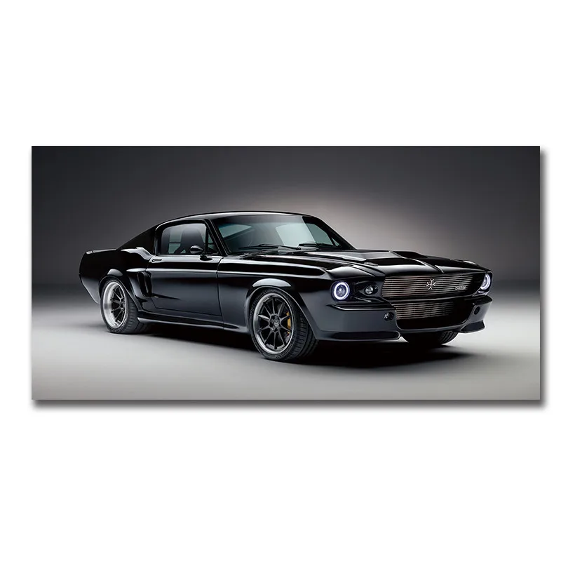 

1967 Classic Muscle Charge Cars Mustang Front View Fabric Poster Living Room Home Wall Decorative Canvas Art Print Unframed