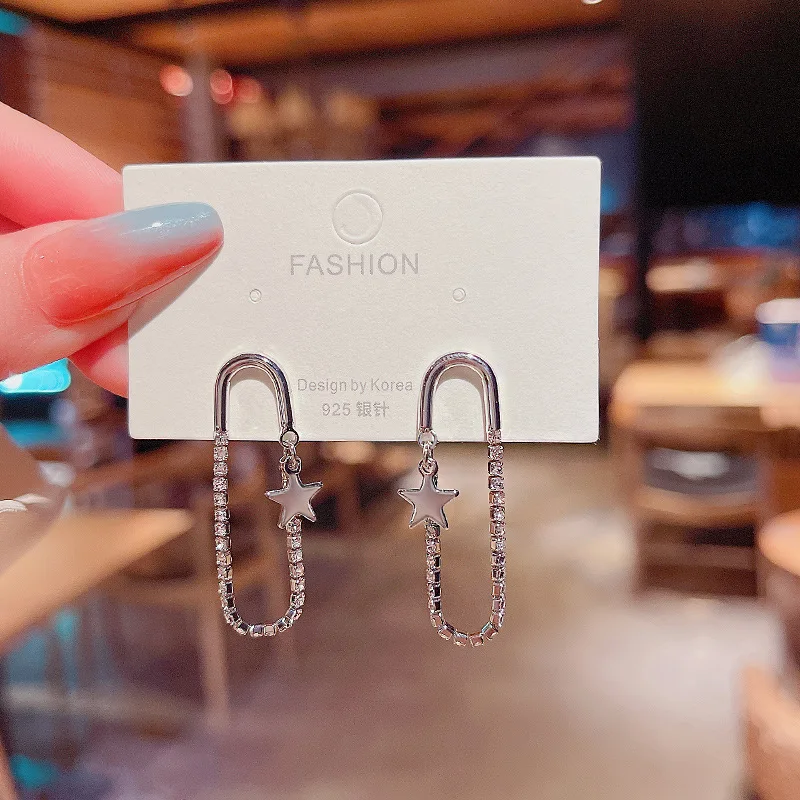 

2021 New S925 Silvers Star Oval Diamonds Drop Earrings Female Design Classic Metal Earrings Jewellery for Women Fashion