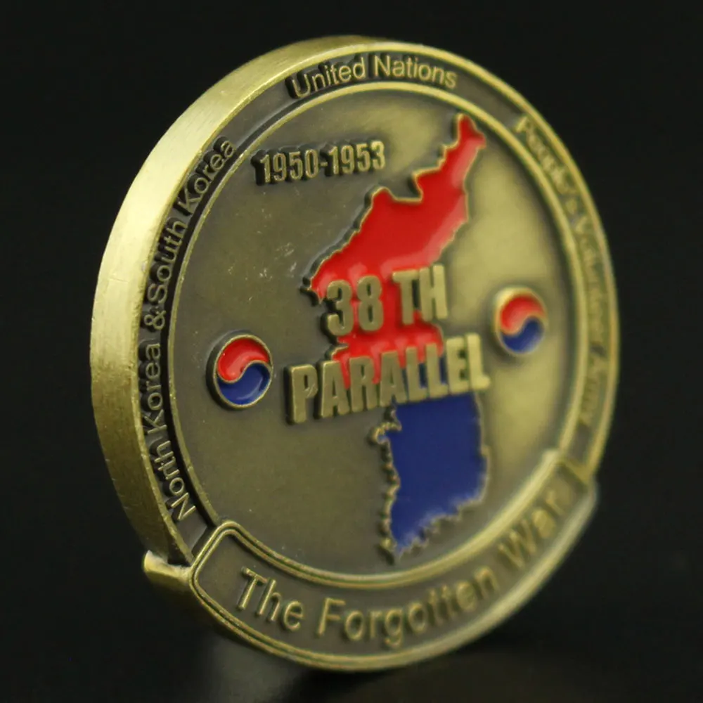 38-й параллельный Сувенир США. Армия IX корпус медная позолоченная монета
