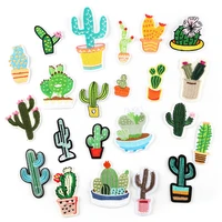plant patches iron on patches for clothing stripes cactus badges stickers on clothes for kids diy appliques embroidered patches