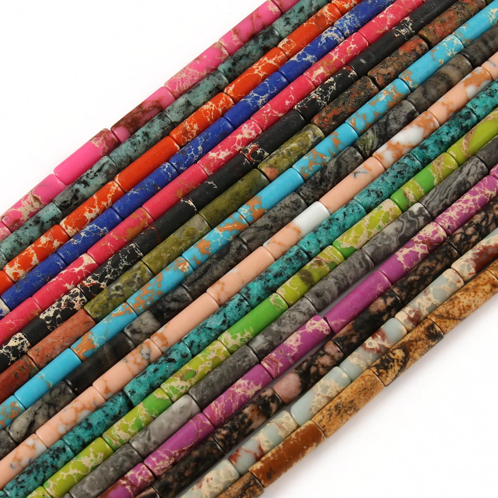 

13x4mm Natural Tube Bead Shoushan Stone Imperial Jaspers Loose Cylinder Beads for Jewelry Making DIY Bracelet Accessories 15"