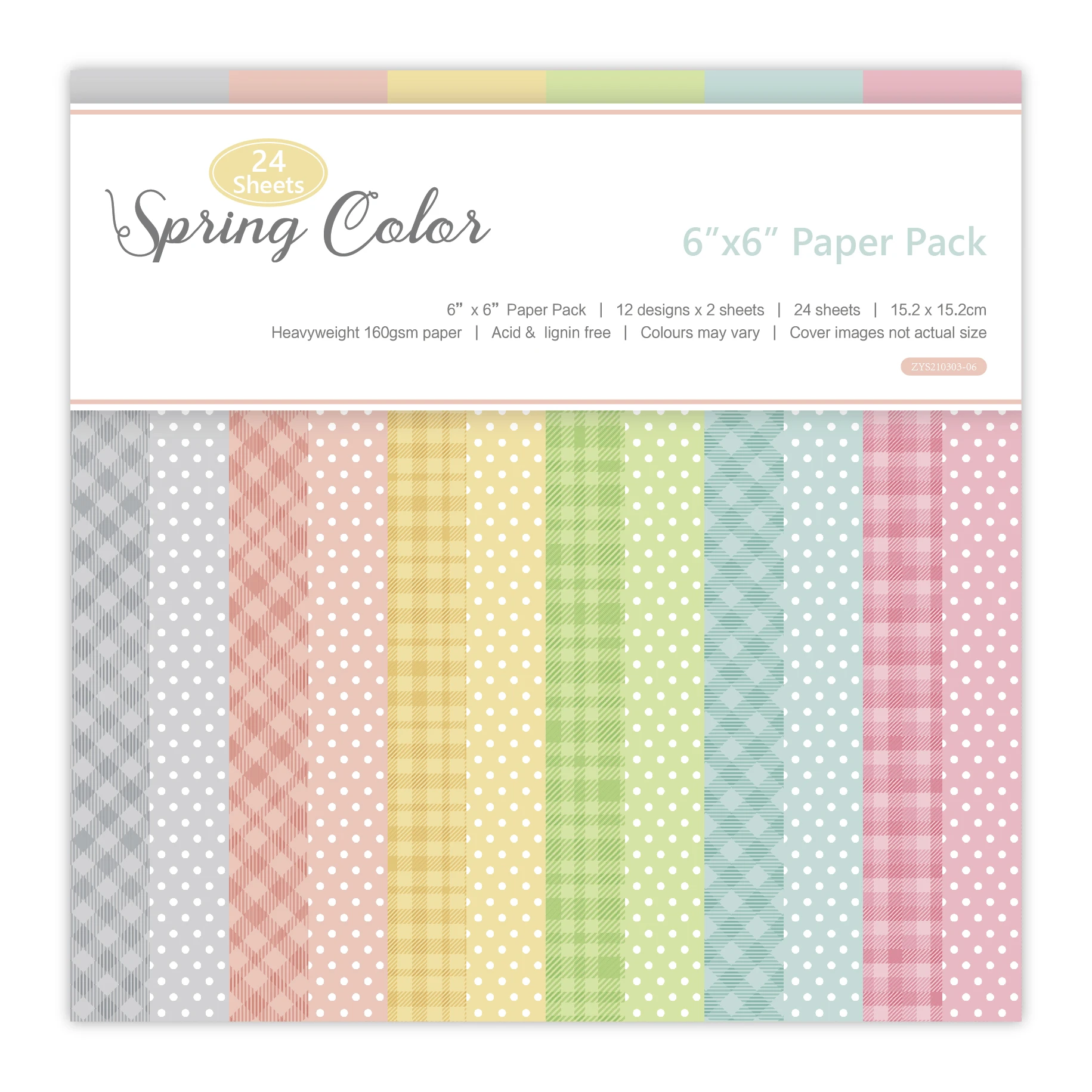 

24 sheet 6"X6"Spring ColorsSingle-side Printed patterned paper Scrapbooking paper pack handmade craft paper craft Background pad