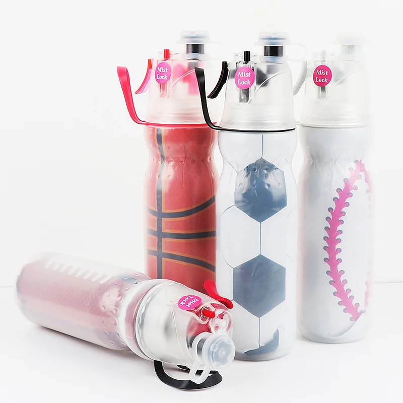 Новая Спортивная бутылка для воды футбола Двойной холодный спрей из полиэтилена