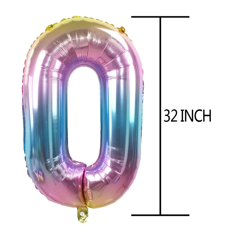 

32inch Gradient Color Foil Balloons Rainbow Iridescent Number Balloon Digital 0-9 Air Ballons Happy Birthday Wedding Party Decor