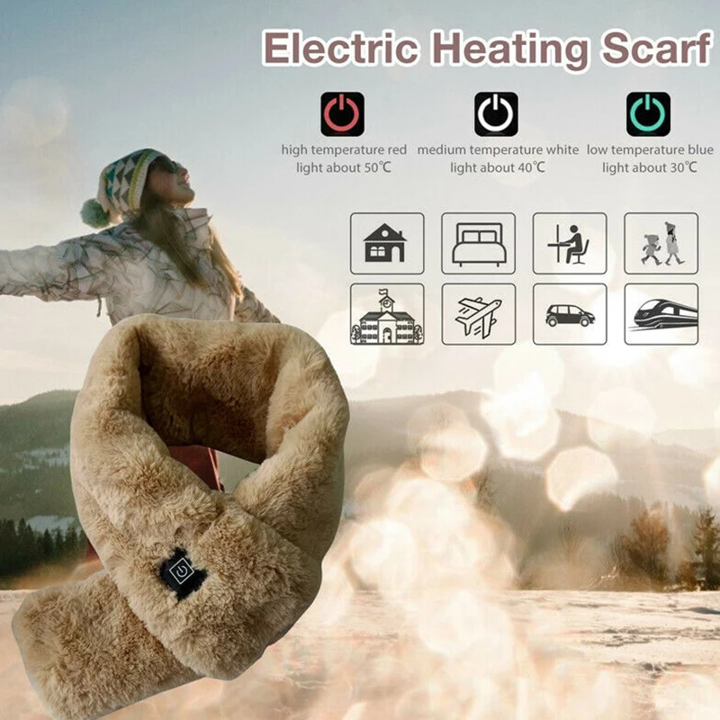 

Рождественский шарф, Подарочная электрическая шаль для мужчин и женщин, очень теплый зимний мягкий шарф с подогревом, шейный платок с имита...