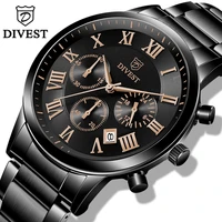 divest mens quartz multifunction chronograph sport watches fashion waterproof military top luxury stainless steel wristwatch