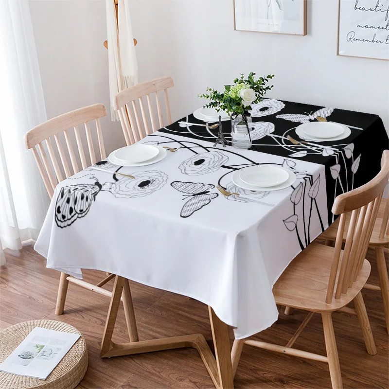 Чехол на стул с рисунком стрекозы бабочки черного и белого цветов | Дом сад